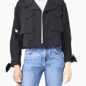 Milly Cropped Utility Cinch Waist Jacket BLACK MED